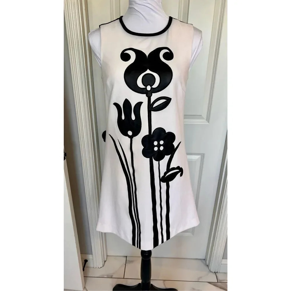 Victoria Beckham Black/White Mod Tulip Appliqué Mini Dress for Target Size XS